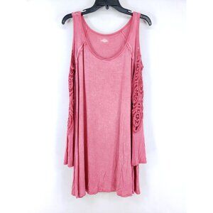 Bobbie Brooks Cold Shoulder Tunic Women's Size 0X Heather Ed Coral Lace Stretch